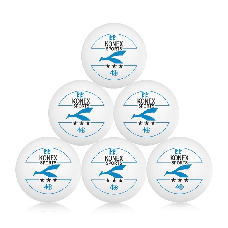 KONEX 40+ Plastic Table Tennis Balls Pack of 6 | High Performance 3-Star ABS TT Balls for Professional Matches and Training | Ideal for Adults & Kids (White) - Image 2